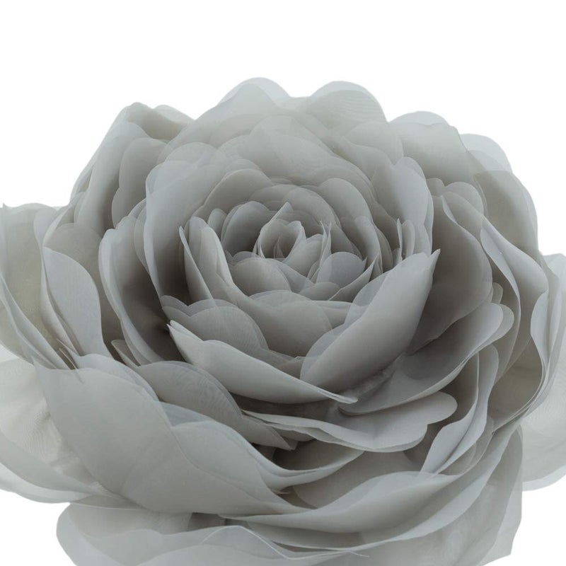 JWH Stereo Flower Throw Pillow Covers Aesthetic Decorative Floral Accent Pillow Cases Round Cushion Handmade Pillowcase for Bedroom Bed Couch Living Room 12 Inch Light Grey - Image 3